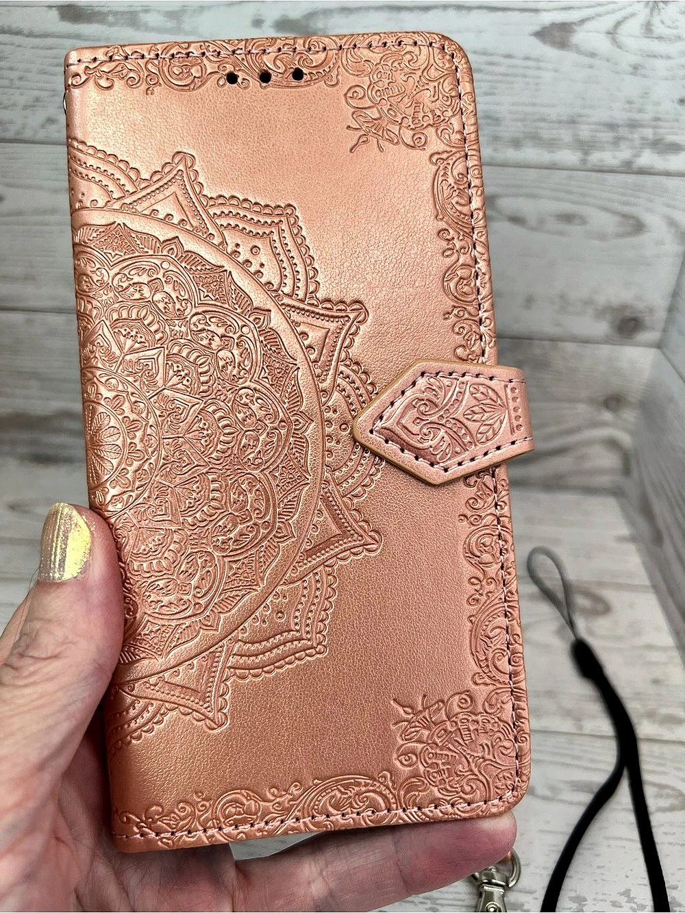 Mandala Art Case Pink iPhone 15 Pro Wallet Case